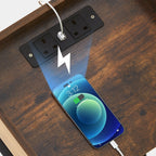 Eyve Industrial Wood Livingroom Side Table [Charging Station]