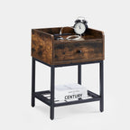 Eyve Industrial Wood Livingroom Side Table [Charging Station]
