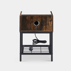Eyve Industrial Wood Livingroom Side Table [Charging Station]