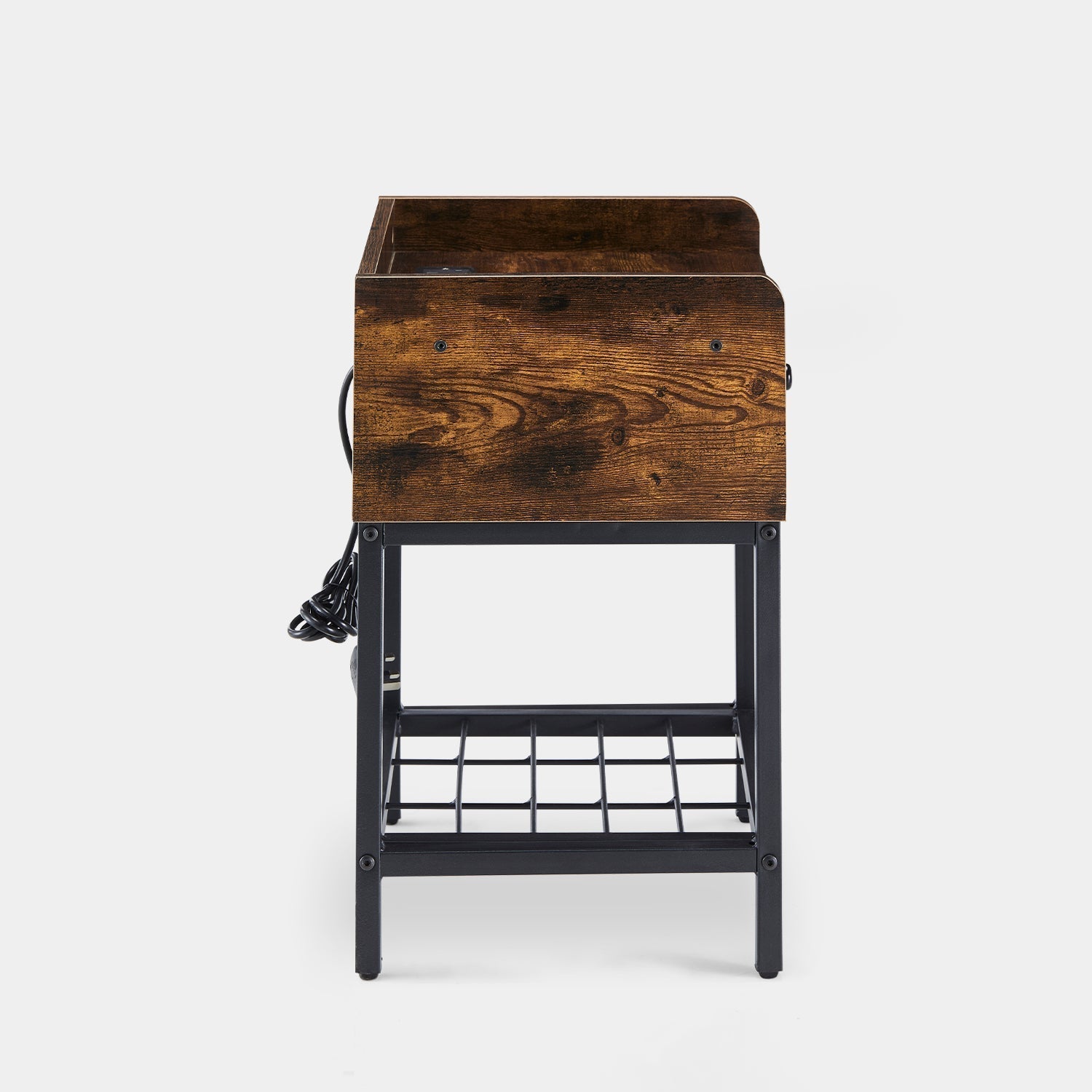 Eyve Industrial Wood Livingroom Side Table [Charging Station]
