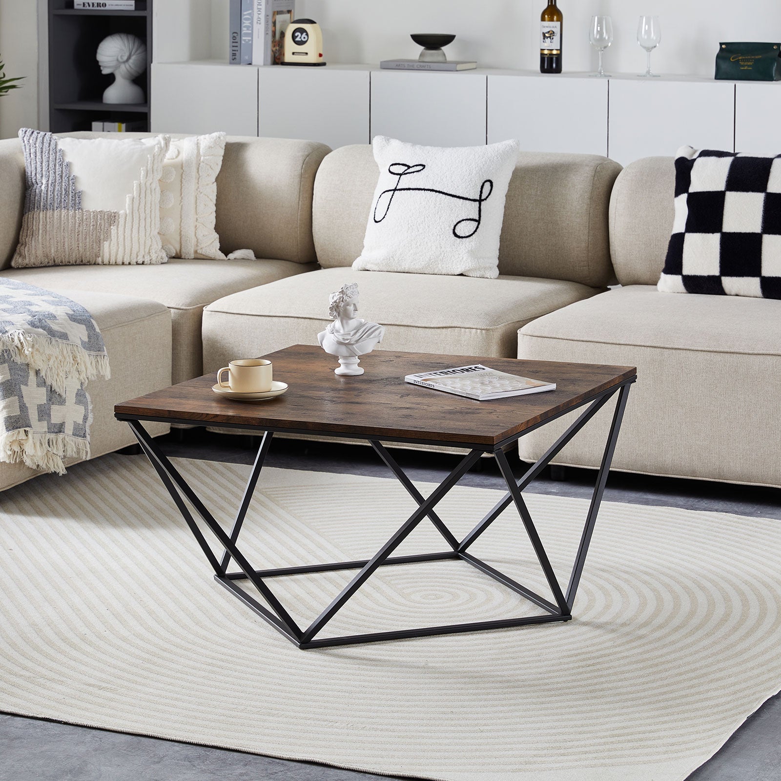 Mayme Industrial Coffee Table [Oak Pattern] [MDF]