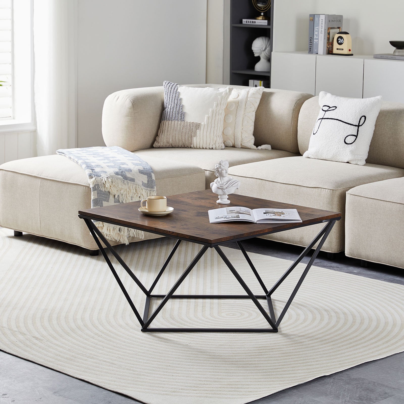 Mayme Industrial Coffee Table [Oak Pattern] [MDF]