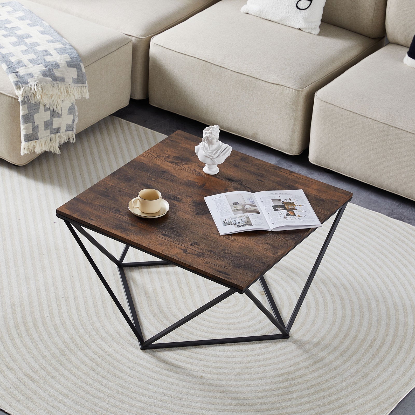 Mayme Industrial Coffee Table [Oak Pattern] [MDF]