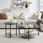 Novack 2-Piece Tempered Glass Coffee Table [Black]