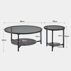 Novack 2-Piece Tempered Glass Coffee Table [Black]
