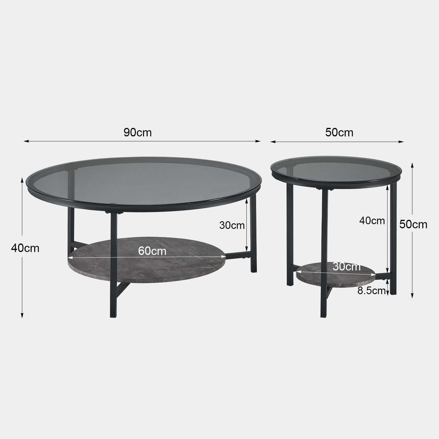 Novack 2-Piece Tempered Glass Coffee Table [Black]
