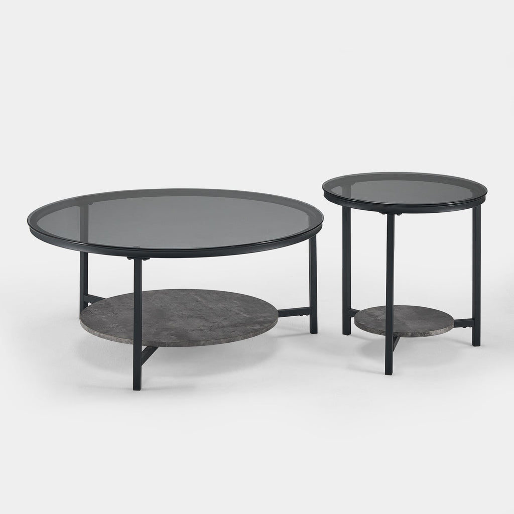 Novack 2-Piece Tempered Glass Coffee Table [Black]