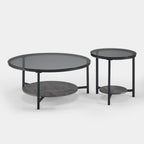 Novack 2-Piece Tempered Glass Coffee Table [Black]