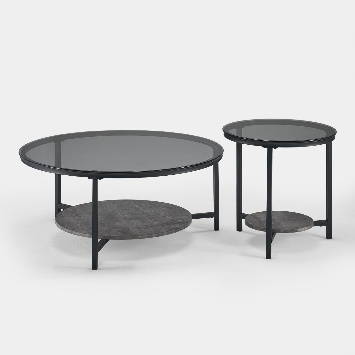 Novack 2-Piece Tempered Glass Coffee Table [Black]