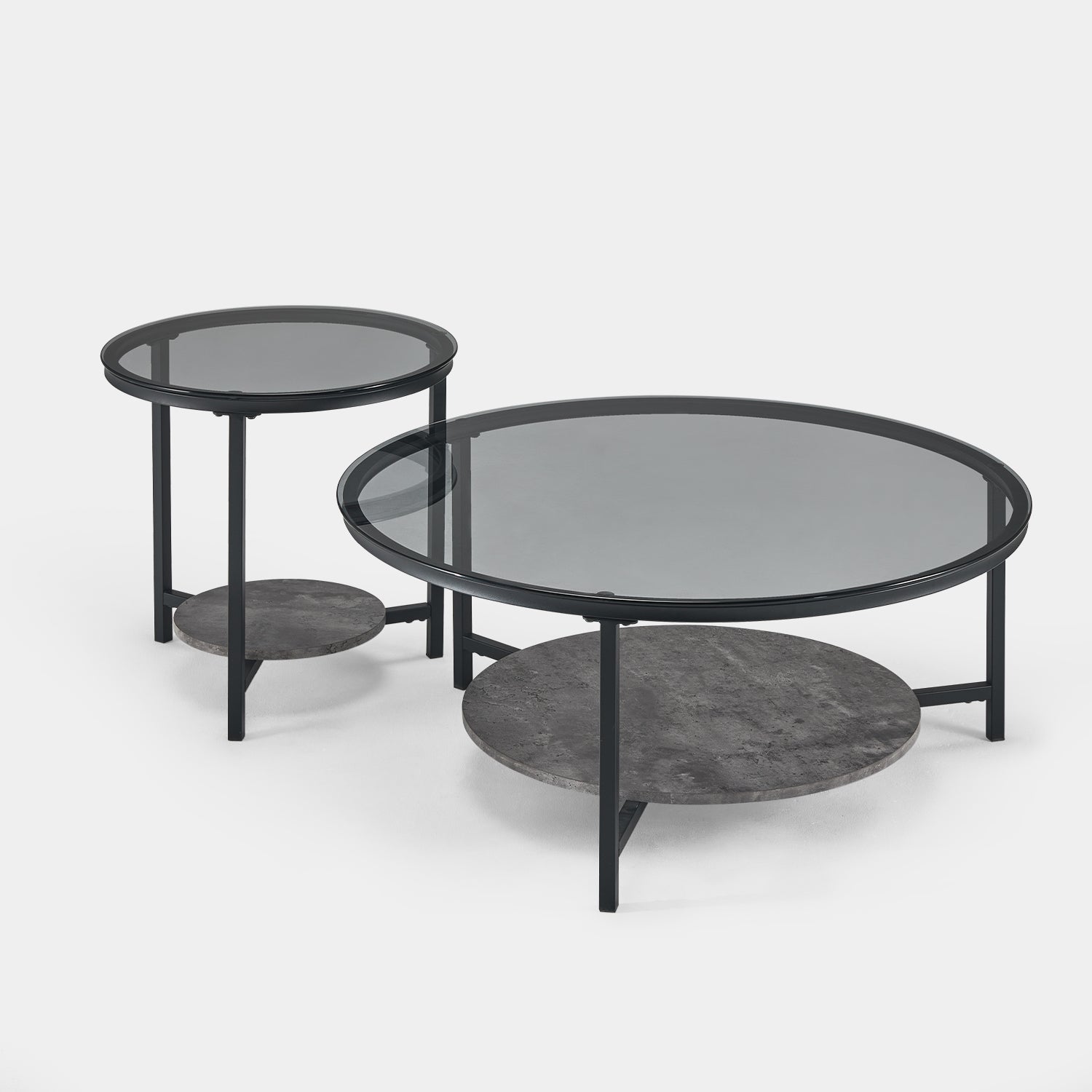 Novack 2-Piece Tempered Glass Coffee Table [Black]