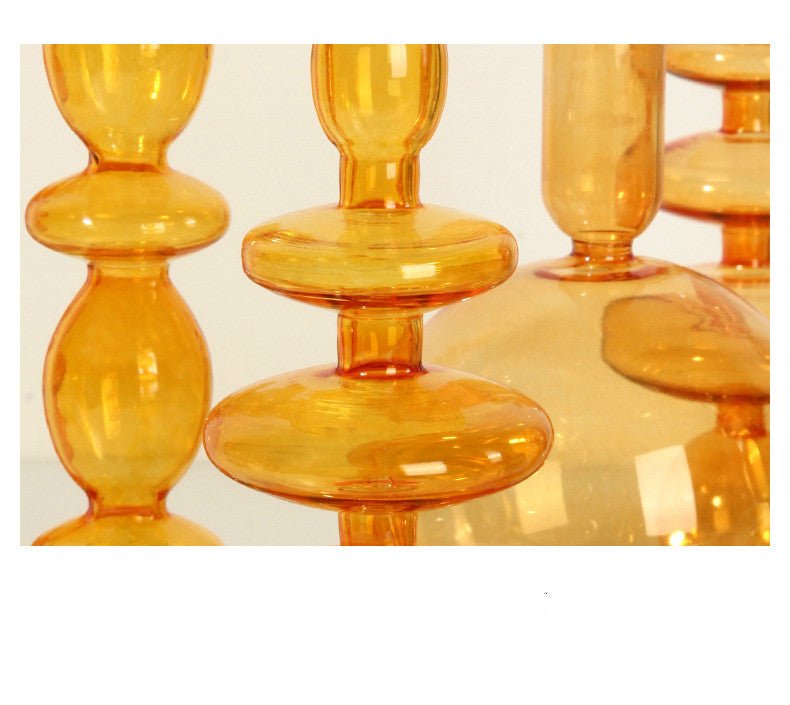 Orange Glass Candle Holders