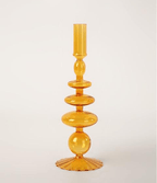 Orange Glass Candle Holders