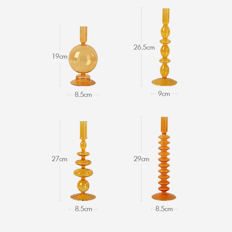 Orange Glass Candle Holders