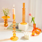Orange Glass Candle Holders