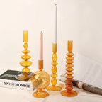 Orange Glass Candle Holders