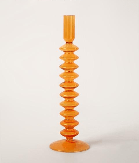 Orange Glass Candle Holders